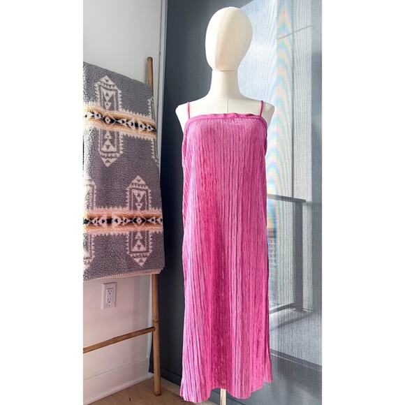 ZARA Pink Pleated Long Side Slits Sleeveless Tunic Top Women’s Size Medium NWT - Picture 1 of 12